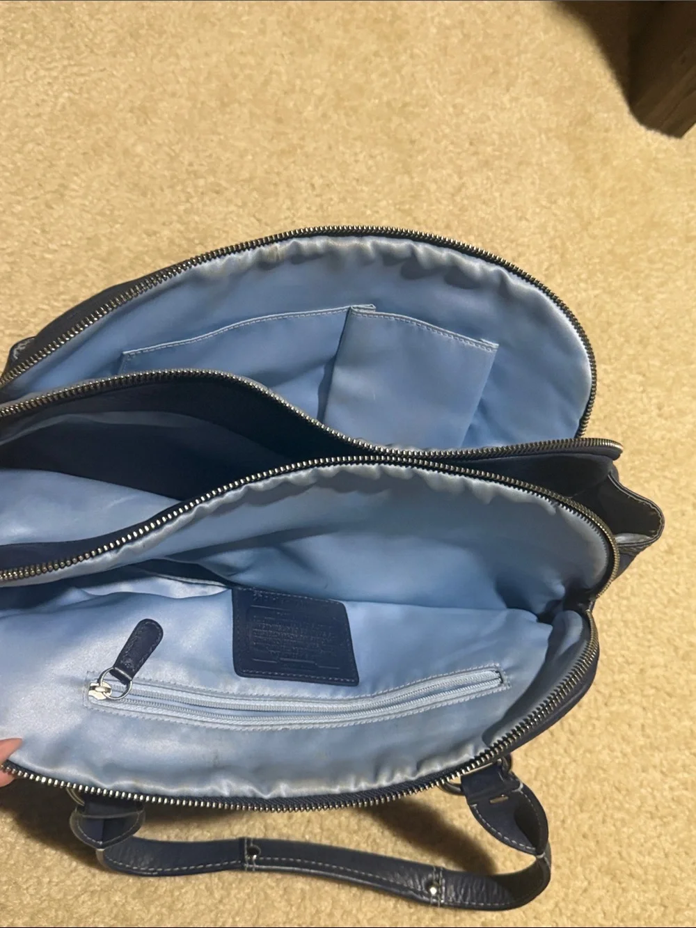 Coach Blue Pebbled Leather Shoulder Bag